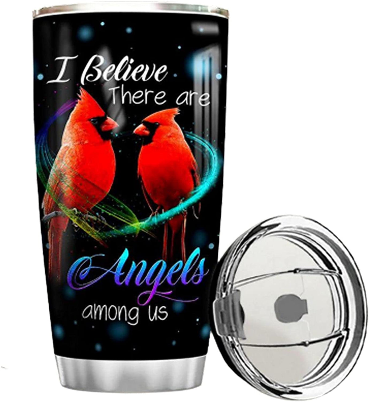 Personalized Stainless Steel Tumblers , With Lid - Cardinal Angels Tumbler Cup With Lid, Double Wall Vacuum Gifts For Women,Men,Christmas,Birthday ZDT24734