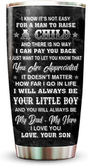 Dad Tumbler From Son, To My Dad Stainless Steel Tumbler, Best Dad Gifts From Son On Christmas, Thanksgiving, Fathers Day Presents From Son, Dad And Son Fathers Birthday Gifts Tumbler Cup