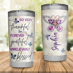 Butterfly Jewelry Style Personalized Tumbler, Present for Friend, Family, Holiday, Coffee Wine Tumbler