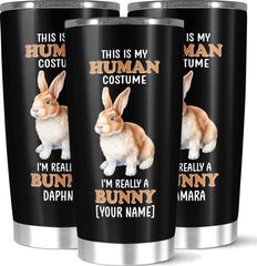 Personalized Human Costume Bunny Tumbler Customized Name Vacuum Insulated Double Walled Tumbler Custom Stainless Steel Coffee Cup 20 Gifts For Travel Christmas New Year