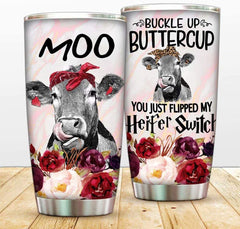 Cow Vacuum Tumbler Cup Buckle UP Buttercup You Just Flipped My Heifer Switch Insulated Coffee Mug with Lid,To Sister,Mom Thermos,Cattle Cow Bottle for Travel,Work,Fitness Cold Warm Beverage