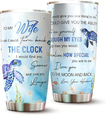To My Wife Turtles Couple Tumbler Gifts - Tumbler Gifts for Wife, Her, Women's Day, Wife's Birthday, Aniversary, Mothers Day 2022