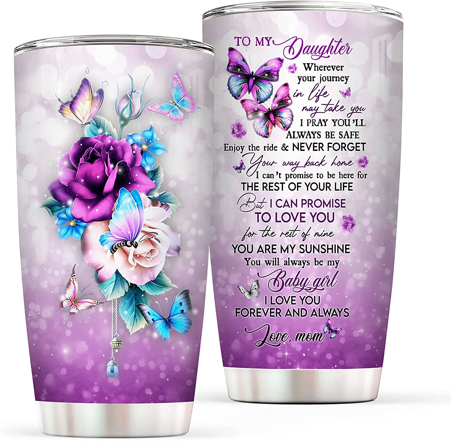 Daughter Gift Tumbler from Mom - To My Daughter Insulated Stainless Steel Tumbler Coffee Mug - Christmas, Wedding Day, Mother's Day, Valentines Day, Birthday Gifts for Daughter from Mother