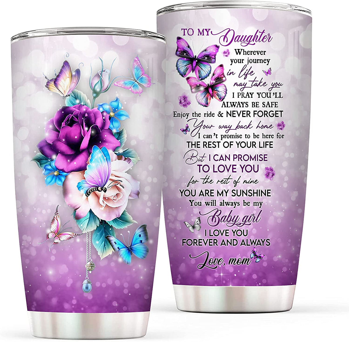 Daughter Gift Tumbler from Mom - To My Daughter Insulated Stainless Steel Tumbler Coffee Mug - Christmas, Wedding Day, Mother's Day, Valentines Day, Birthday Gifts for Daughter from Mother
