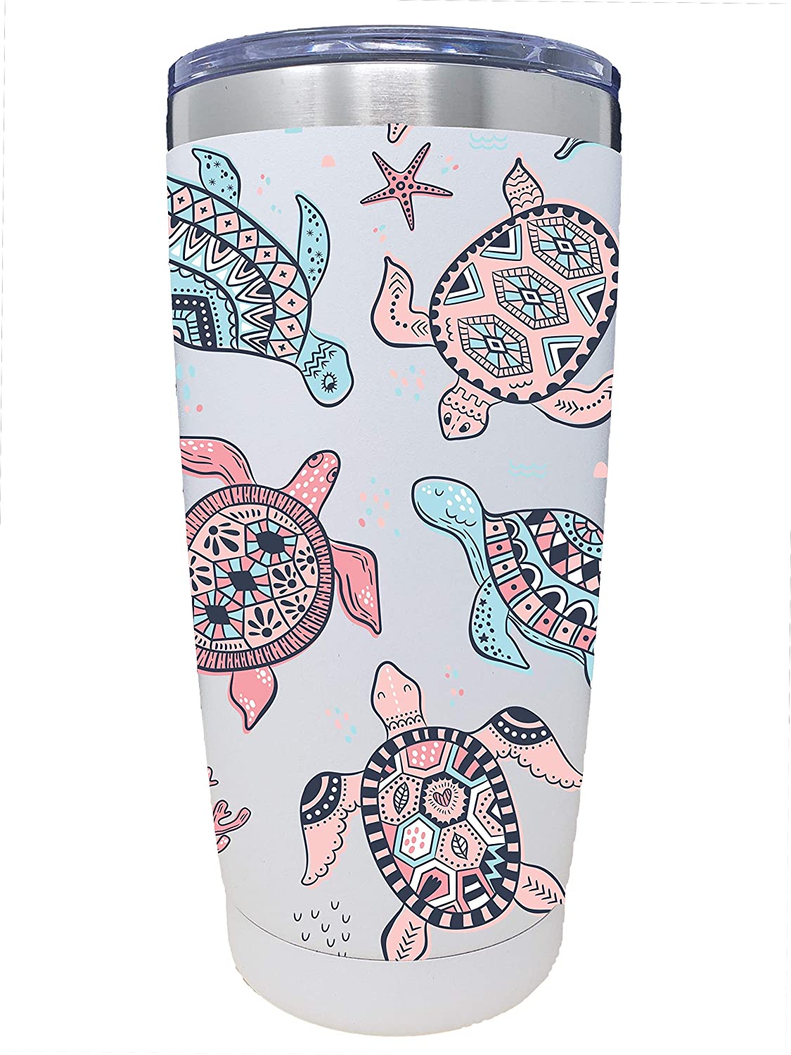 Funny Stainless Steel Tumbler With Lid - Insulated Travel Cup - Fun Gifts for Women, Birthday, Mom, Best Friend, or Galentines Day (Sea Turtles)