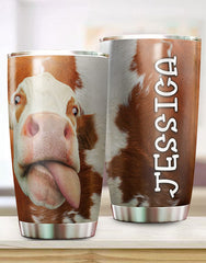 Personalized Funny Cow Stainless Steel Tumbler, Cow Licking Tumbler, Gifts For Farmer, Crazy Cow Lady Tumbler, Farmer Animals Mug, Cow Heifer Tumbler, Dairy Farmer Gifts