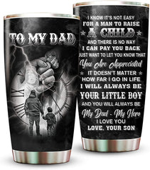 Dad Tumbler From Son, To My Dad Stainless Steel Tumbler, Best Dad Gifts From Son On Christmas, Thanksgiving, Fathers Day Presents From Son, Dad And Son Fathers Birthday Gifts Tumbler Cup