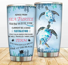 Printed Sea Turtle Tumbler,Vacuum Insulated Tumbler Coffee Cup Double Wall Travel Mug with Lid and Straw,Thermal Cups for Hot and Cold Drinks