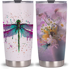 Dragonflies Tumbler Dragonfly Tumbler-Stainless Steel Travel Mug With Lid And Straw ( Dragonfly Tumbler)