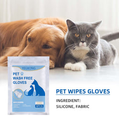 Pet Herbal Gloves, Cleaning Wipes No-Bath No-Wash Non-Woven Gloves For Feline Handling
