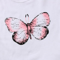 2024 Brand New Toddler Infant Child Kids Baby Girls T-shirt Top Skirts 2pcs Set Butterfly Outfits Short Sleeve Clothes 1-6T