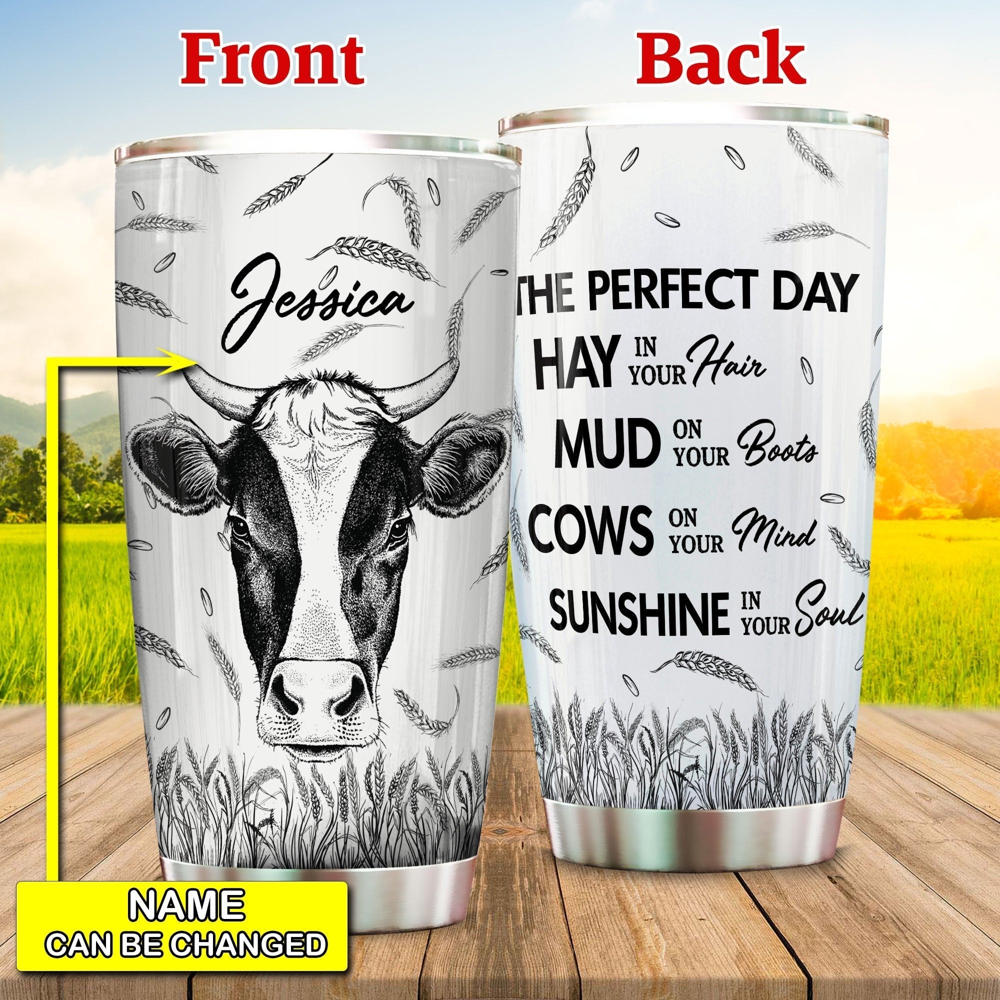Holstein The Perfect Day Personalized Tumbler, Personalized Cow Tumbler, Holstein Gift