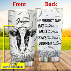 Holstein The Perfect Day Personalized Tumbler, Personalized Cow Tumbler, Holstein Gift
