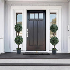2pcs Topiary Trees Artificial Outdoor, 35" Milan Grass Ball Topiary Trees Boxwood Ball Trees for Porch, Home, Garden Decoration