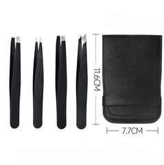 4Pcs Eyebrow Tweezer Colorful Hair Beauty Fine Hairs Puller Stainless Steel Slanted Eye Brow Clips Removal Makeup Tools With Box