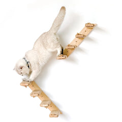 Cat Four Steps Stairway - Wall Mounted Wooden Stairs Ladder Climber Shelf Perch for Scratching, Climbing, Jumping and Relaxing