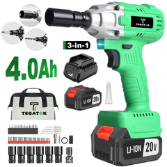 Tegatok 20V rechargeable 3-inch-1 impact wrench, Father's Day gift, Suitable for household tools.