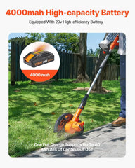 Lawn Edger, 9-inch Large Blade, 20 V Battery Powered Cordless Edger Lawn Tool with 3-Position Blade Depth, Adjustable Handle
