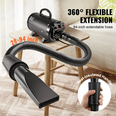 VEVOR Dog Dryer, 2000W/2.7HP Dog Blow Dryer, Pet Grooming Dryer with Adjustable Speed and Temperature Control, Pet Hair Dryer