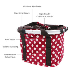 Bike Basket Collapsible Bicycle Handlebar Basket Quick-release Cycle Pet Dog Cat Carrier Bag