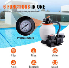 Sand Filter Pump for Above Ground Pools,14-inch,3000 GPH,3/4 HP Swimming Pool Pumps System & Filters Combo Set & Strainer Basket