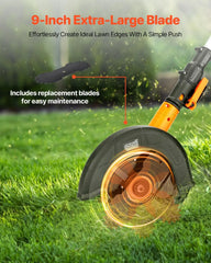 Lawn Edger, 9-inch Large Blade, 20 V Battery Powered Cordless Edger Lawn Tool with 3-Position Blade Depth, Adjustable Handle