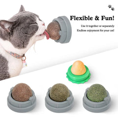 4 Pet Herb Silvervine Ball Toys, Extra Cat Energy Ball, Consumable Cats Lick Kitten Chew, Teeth Cleaning Dental Wall Treats
