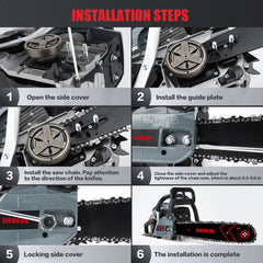 Gas Powered Chainsaw 20IN 6220G 62CC 2-Cycle Gas Powered Chainsaw Handheld Cordless Petrol Gasoline Chain Saw for Farm, Garden