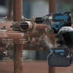 1200N.M Torque Brushless Electric Impact Wrench 1/2 inch Cordless Wrench Screwdriver Power Tools for Makita 18V Battery