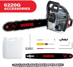 Gas Powered Chainsaw 20IN 6220G 62CC 2-Cycle Gas Powered Chainsaw Handheld Cordless Petrol Gasoline Chain Saw for Farm, Garden