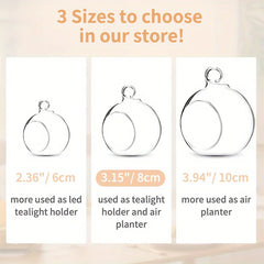100Pcs 3.15inch /8Cm Hanging Glass Tea Lamp Holder Globe, Plant Terrace Glass Balls, Air Plant Tea Lamp Candle Holder, Home Decoration Outdoor Garden