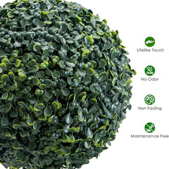 2pcs Topiary Trees Artificial Outdoor, 35" Milan Grass Ball Topiary Trees Boxwood Ball Trees for Porch, Home, Garden Decoration