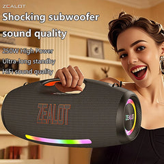ZEALOT S89 250W Portable Bluetooth Speaker High Volume Waterproof 48000mAh Wireless TWS Subwoofer Suporrt USB/TF/AUX RGB light.