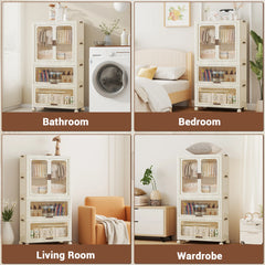 Plastic Wardrobe Free Installation Storage Cabinet Wardrobe Home Living Room Bedroom Multifunctional Clothes Storage Cabinet
