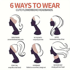 4PCS Boho Fashion Wide Headbands Sweat-absorbent Headscarf Bohemian Hair Accessories for Sports Tennis Gym Exercise MIAO-US