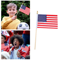 Small Flags On Stick 4th Of July Decorations Outdoor Flag 5''x8'' Mini USA Flags For Outside Fourth Bunting Banner Cake Topper