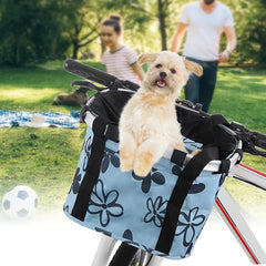 Bike Basket Collapsible Bicycle Handlebar Basket Quick-release Cycle Pet Dog Cat Carrier Bag