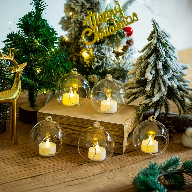 100Pcs 3.15inch /8Cm Hanging Glass Tea Lamp Holder Globe, Plant Terrace Glass Balls, Air Plant Tea Lamp Candle Holder, Home Decoration Outdoor Garden