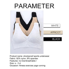 Vest Bra with Chest Pad Wire Free Solid Color Women Seamless Sports Bra for Gym