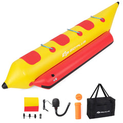 3-Person Inflatable Banana Boat w Boating and Water Sports Electric Air Pump