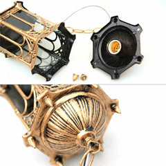 Retro Outdoor Pendant Light Vintage Lantern Yard Hanging Lamp Fixture Waterproof
