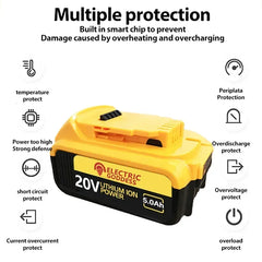 For Dewalt 20V Lithium Ion Battery 20V 5Ah Rechargeable Power Tools Lithium Ion Battery Replacement DCB206 DCB205 DCB204 DCB200
