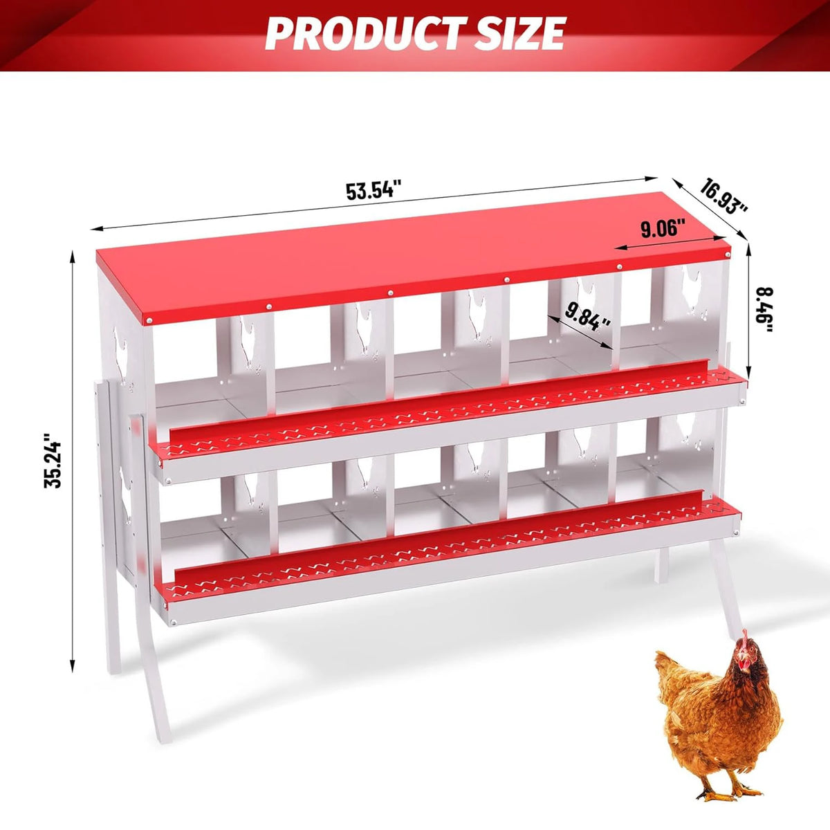 6 8 10 Grids Chicken Nesting Box for Laying Eggs Roll Away Nesting Boxes Easy Egg Collection Cleanable Pull Out Hen Roosting Box