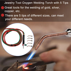 Jewelry Tools Jewelry Processing Equipment Oxygen Welding Torch Tools Flame Gun with 5 Tips Gold Silver Copper Welding Tools