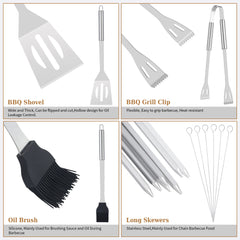 20PCS Barbecue Utensils, Grill Tools, Heavy Duty Stainless Steel Grill Set BBQ Grill Accessories for Outdoor,Grill Gifts for dad