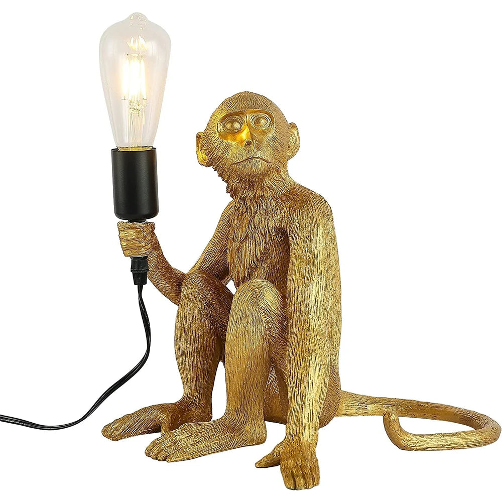 Retro Monkey Wall Light Creative Resin Wall Lamp Sitting Monkey Hanging wall Shape Bedroom Study Home Decor Wall Table Lamp