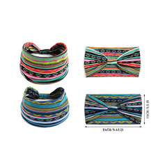 4PCS Boho Fashion Wide Headbands Sweat-absorbent Headscarf Bohemian Hair Accessories for Sports Tennis Gym Exercise MIAO-US