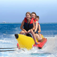 3-Person Inflatable Banana Boat w Boating and Water Sports Electric Air Pump