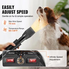 VEVOR Dog Dryer, 2000W/2.7HP Dog Blow Dryer, Pet Grooming Dryer with Adjustable Speed and Temperature Control, Pet Hair Dryer