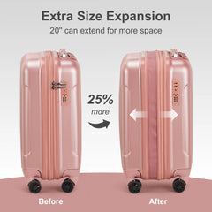 2 Piece Luggage Set, 20 Carry-On Expandble Luggage Hardside Lightweight Suitcase, 14 Mini Cosmetic Cases